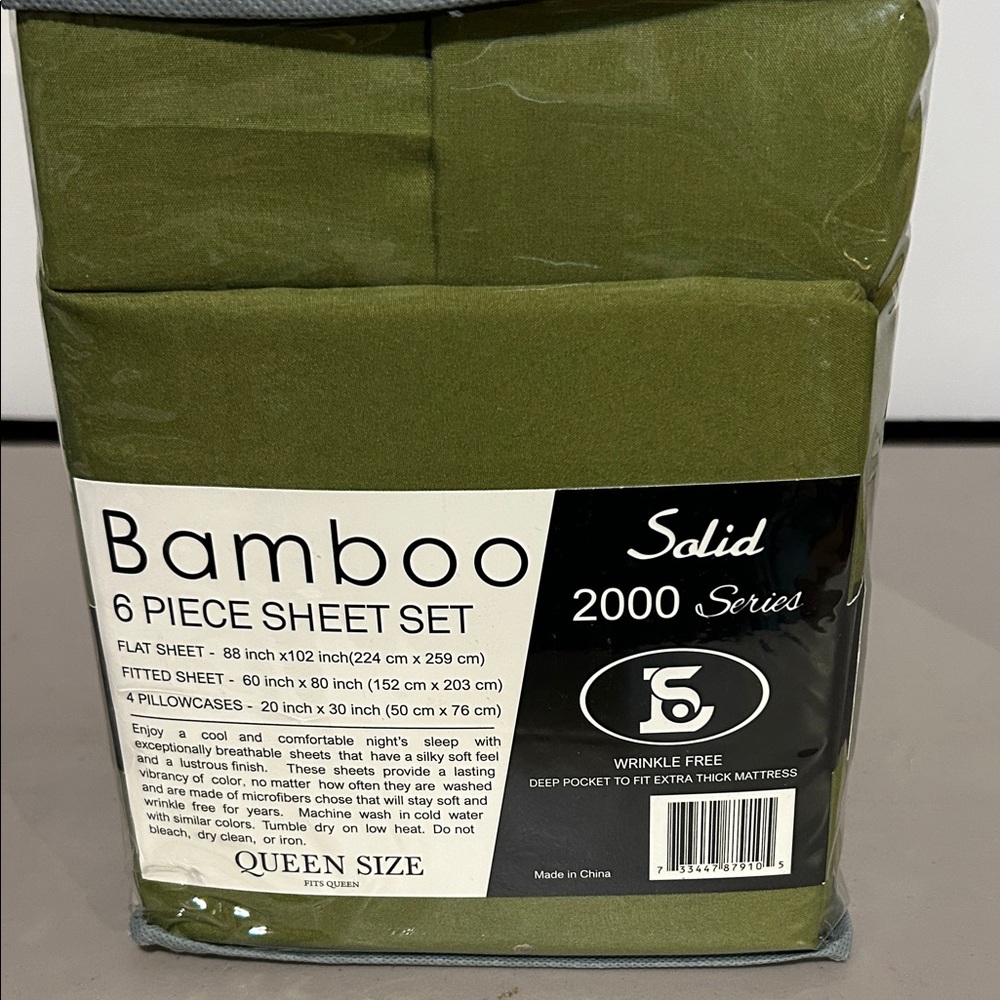 Bamboo 6-Piece Olive Green Sheet Set